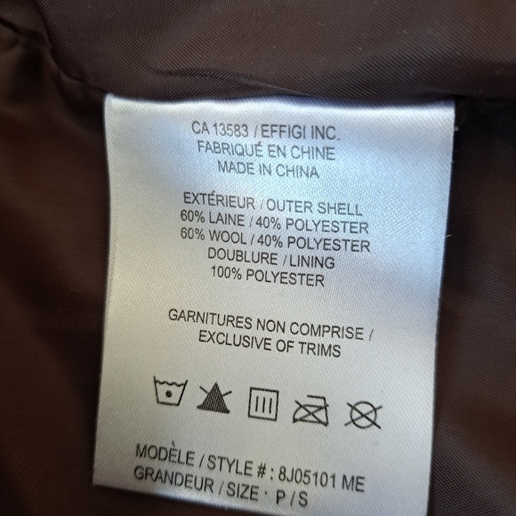 VINTAGE Mile End women's wool coat jacket houndstooth brown & white size S - Picture 12 of 16